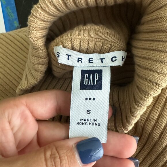 2/$30 GAP Stretch Ribbed Turtleneck Sweater Camel Brown Small #A0283 TRB2 - Picture 5 of 6
